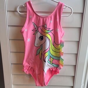 H&M Pink Unicorn Kids Swim One Piece 4-6y